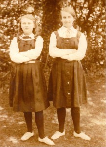 Hilda on the left with her sister Dorothy, both in Huntingdon Grammar School uniforms