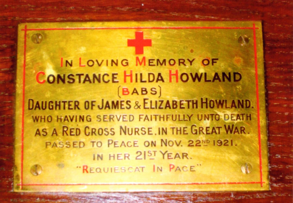 The plaque in the table next to the alter in front of the choir stalls in Brampton Parish Church of St Mary Magdalene