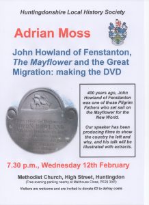 Society Talk - John Howland of Fenstanton, The Mayflower and the Great Migration @ Huntingdon Methodist Church